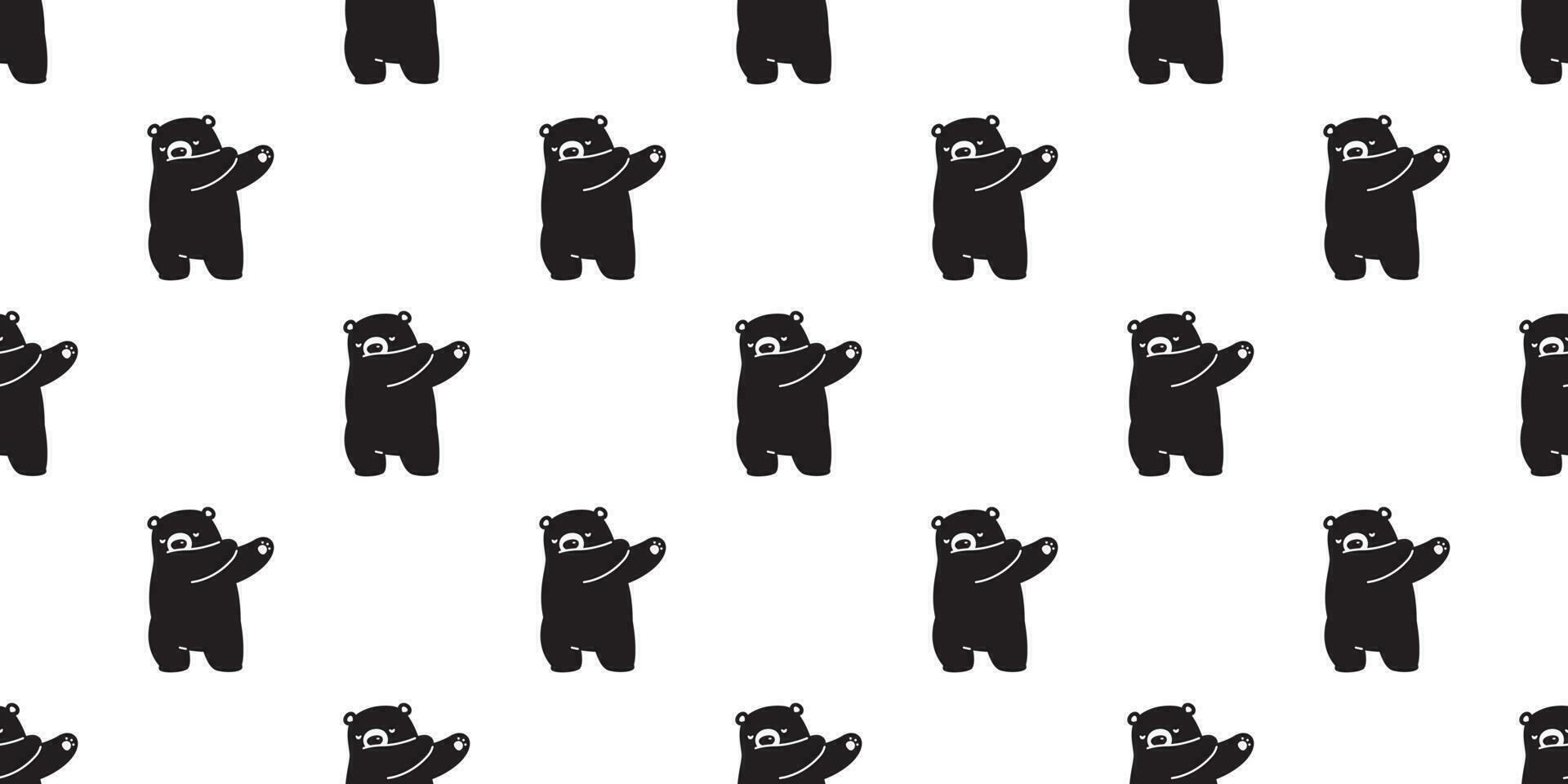 Bear seamless pattern vector polar bear dab dancing cartoon scarf isolated repeat wallpaper tile background illustration