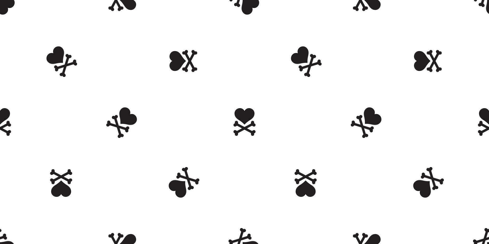 Heart cross bone seamless pattern vector Valentine Halloween isolated background wallpaper