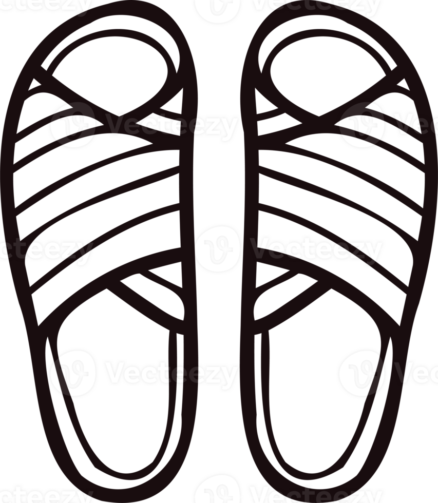 Hand Drawn women sandals in doodle style png