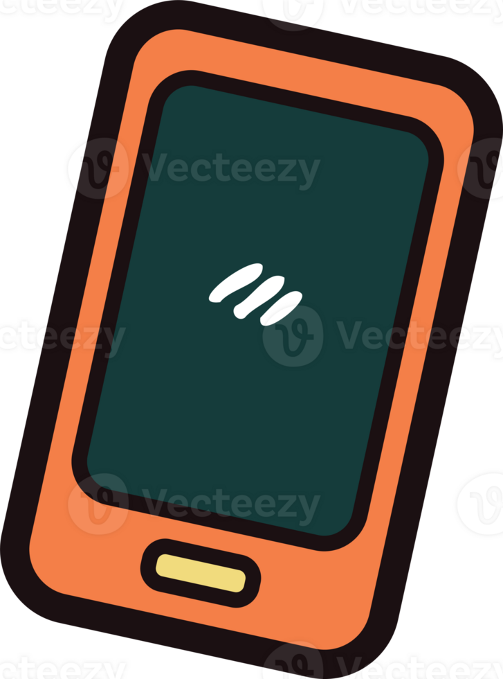 Hand Drawn smart phone in doodle style png