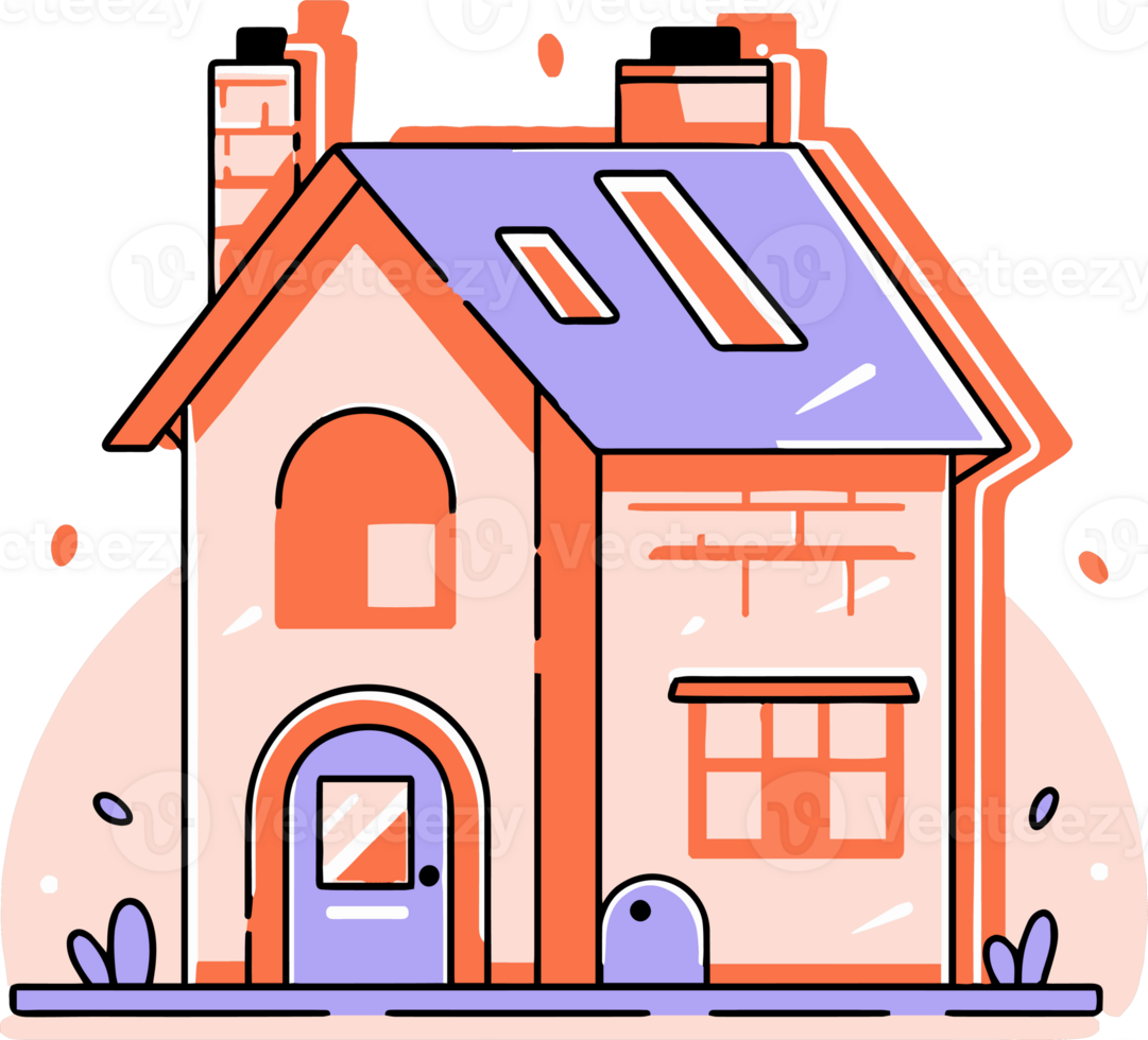 lovely house in flat line art style png