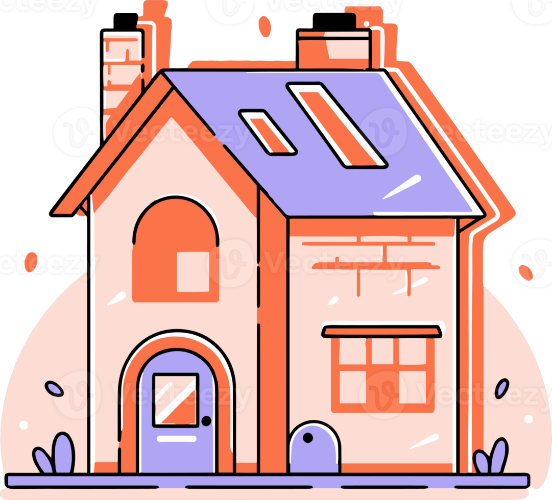 charmant maison dans plat ligne art style png