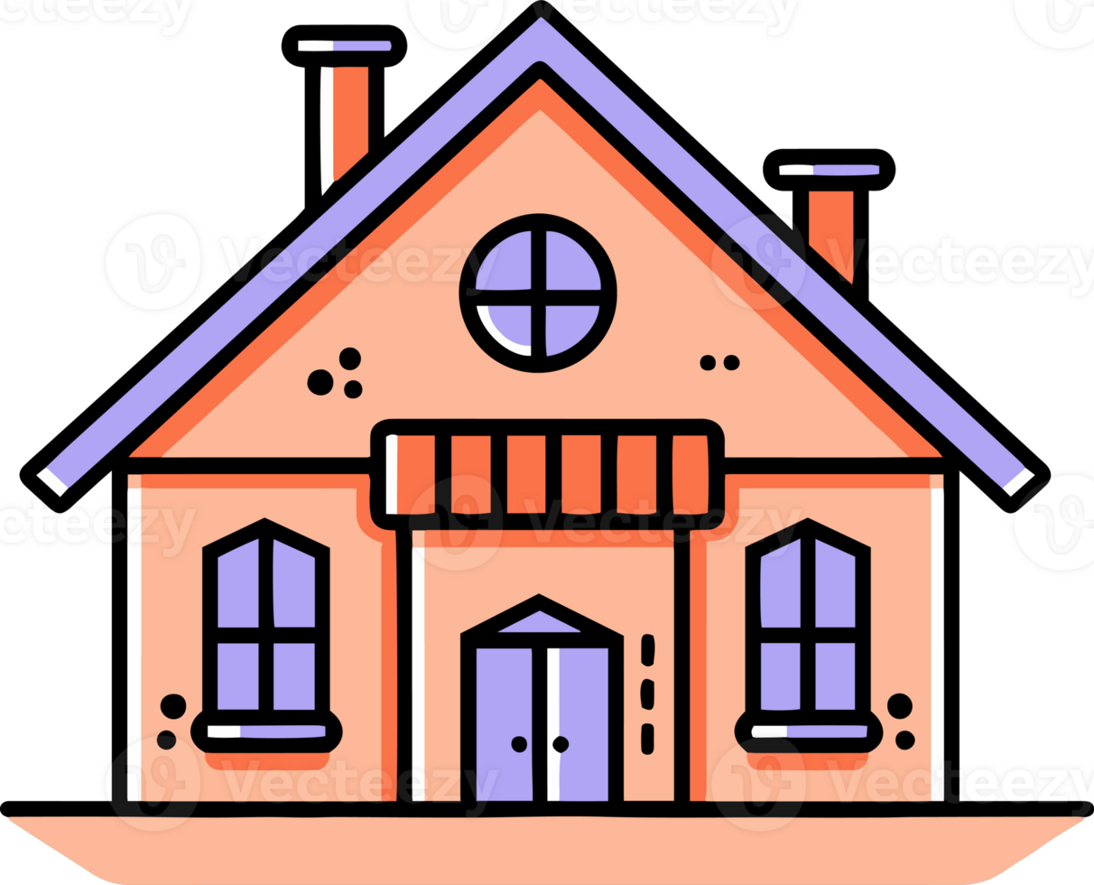 lovely house in flat line art style png