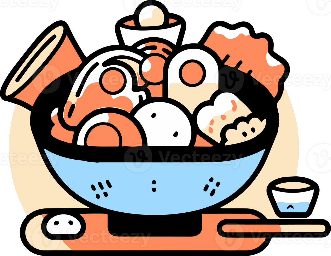 Hand Drawn Japanese food in doodle style png