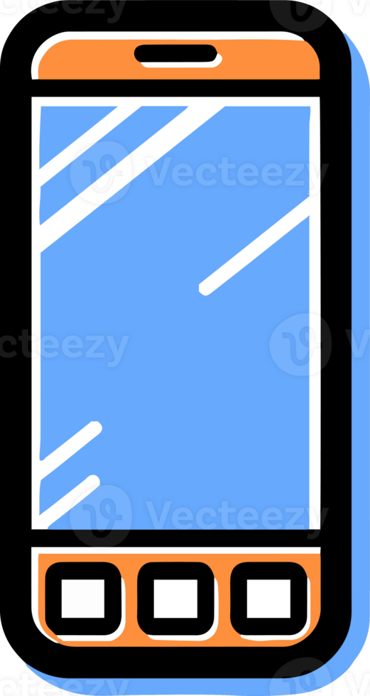 smart phone in flat line art style png