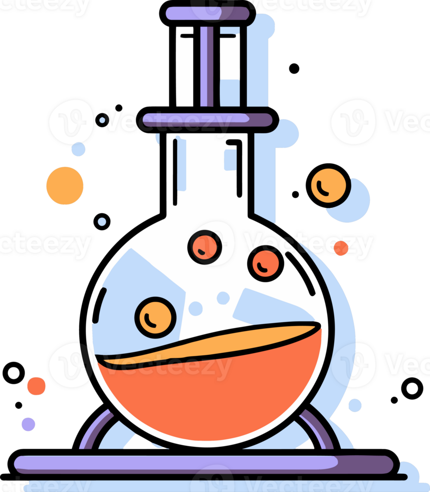 Hand Drawn science test tube in doodle style png