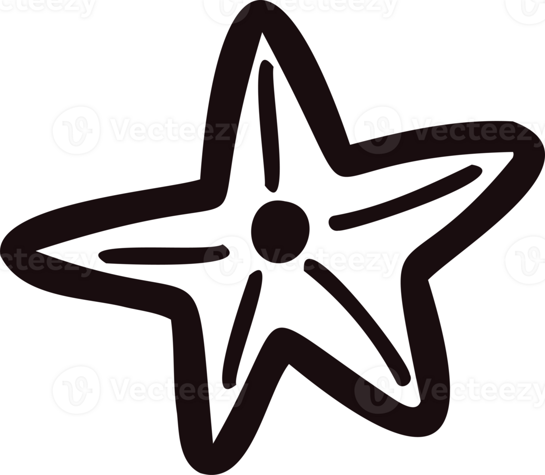 Hand Drawn starfish in doodle style png