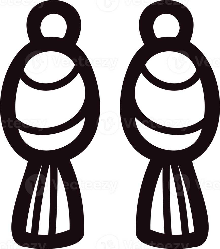 Hand Drawn earring for women in doodle style png