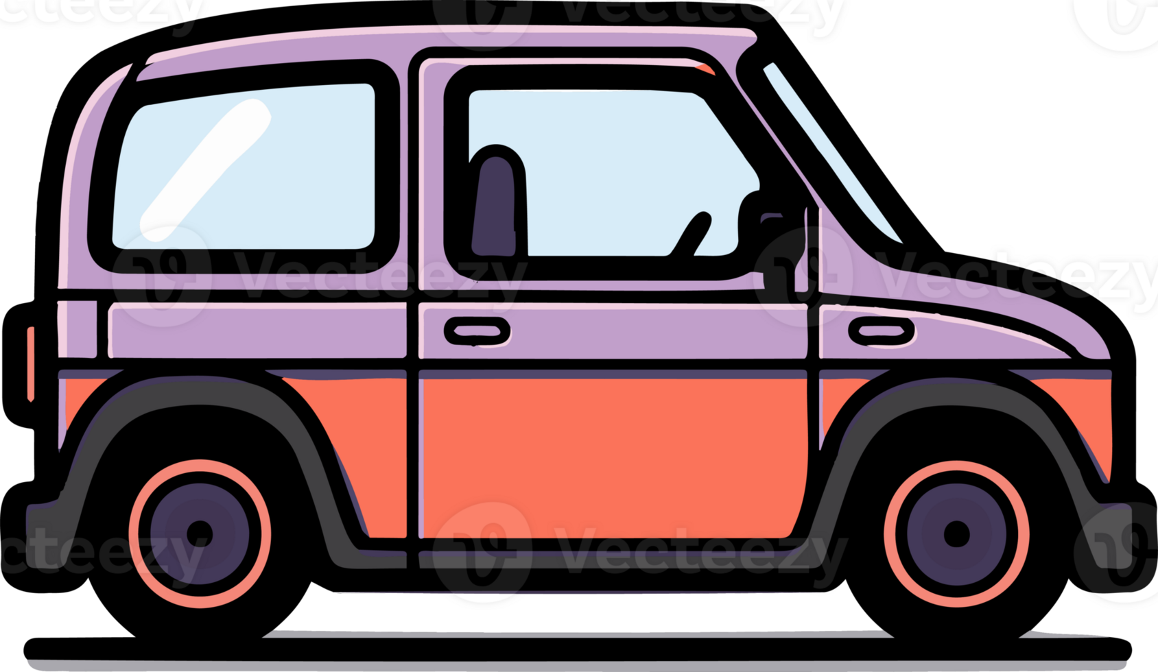 SUV car in flat line art style png
