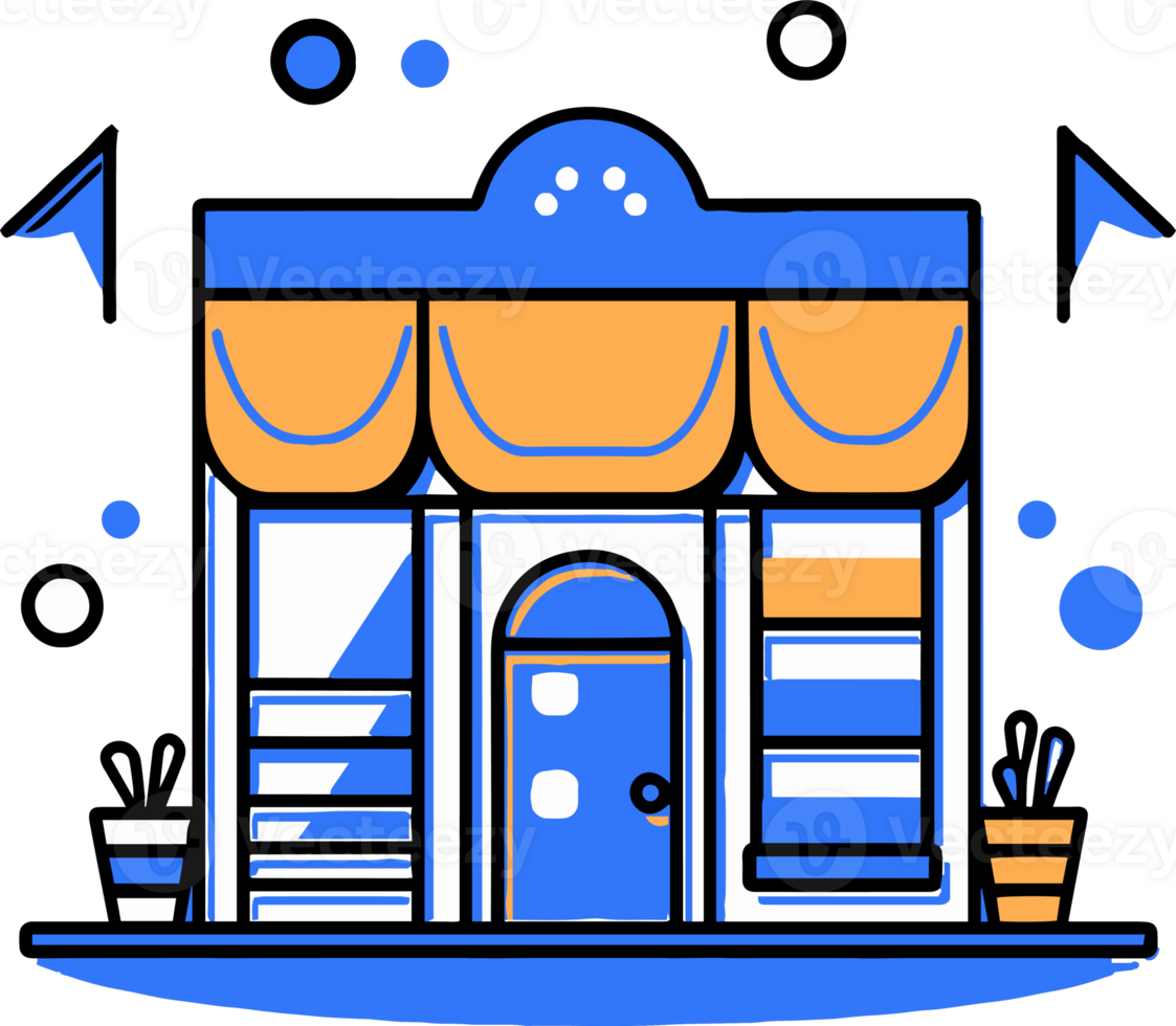 shop front in flat line art style png