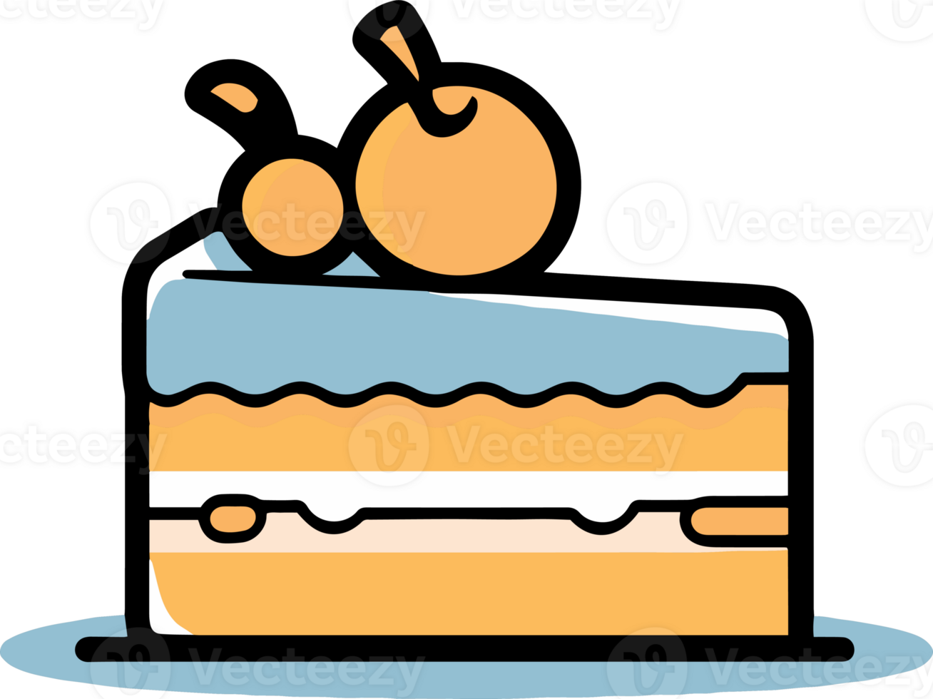 delicious cake in flat line art style png