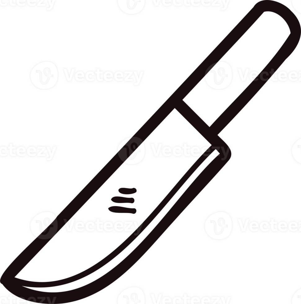 Hand Drawn knife in doodle style png