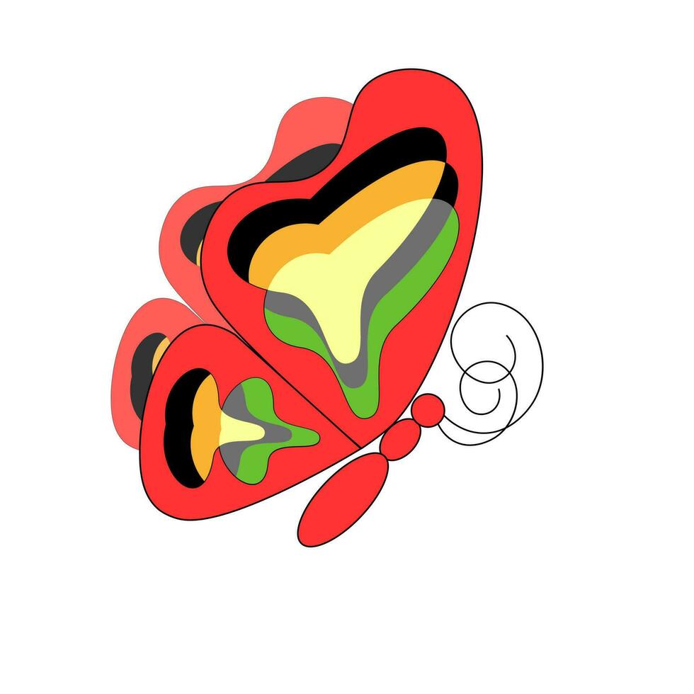 butterfly red with patterns on the side on a white background vector
