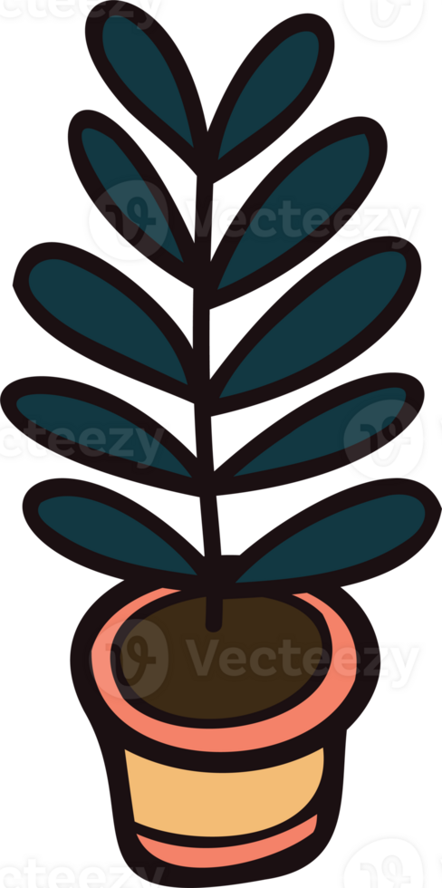 Hand Drawn leaves and twigs from the top view in doodle style png