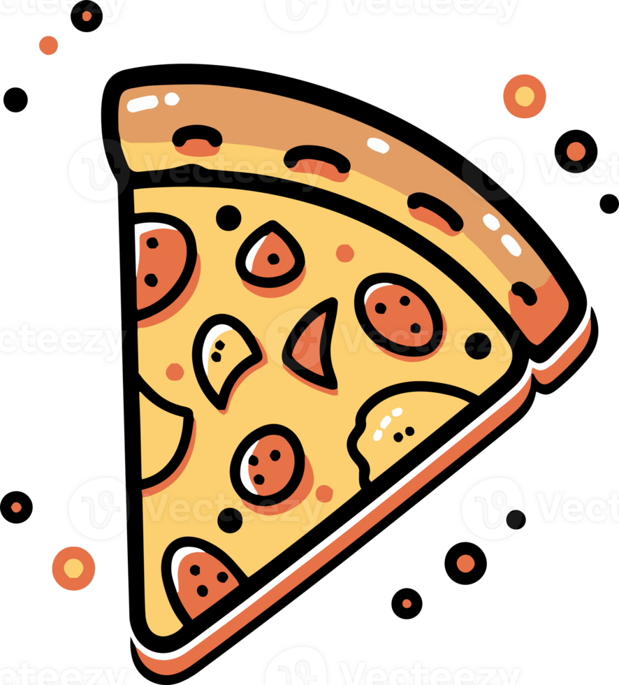 pizza in flat line art style png