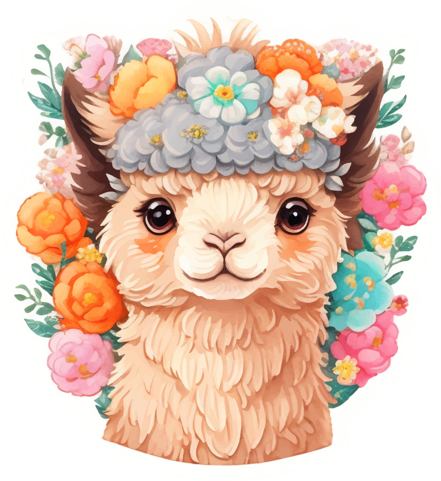 linda alpaca pegatina con ai generativo png