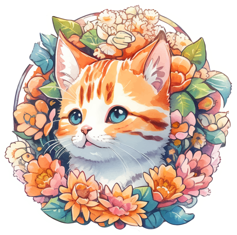 Cute Little Cat Cartoon Art with png