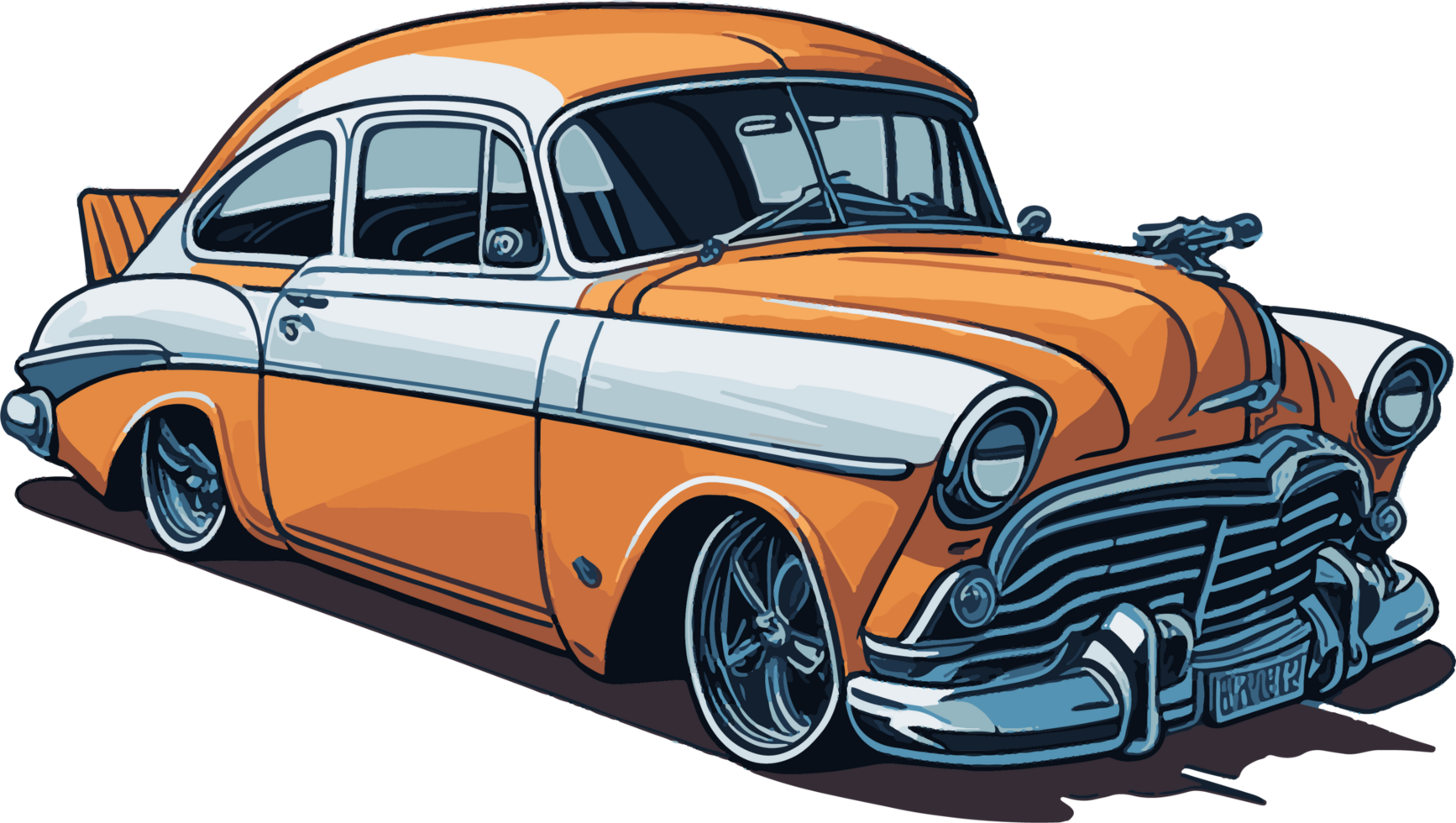 retro clásico coche dibujos animados pegatina con ai generativo png