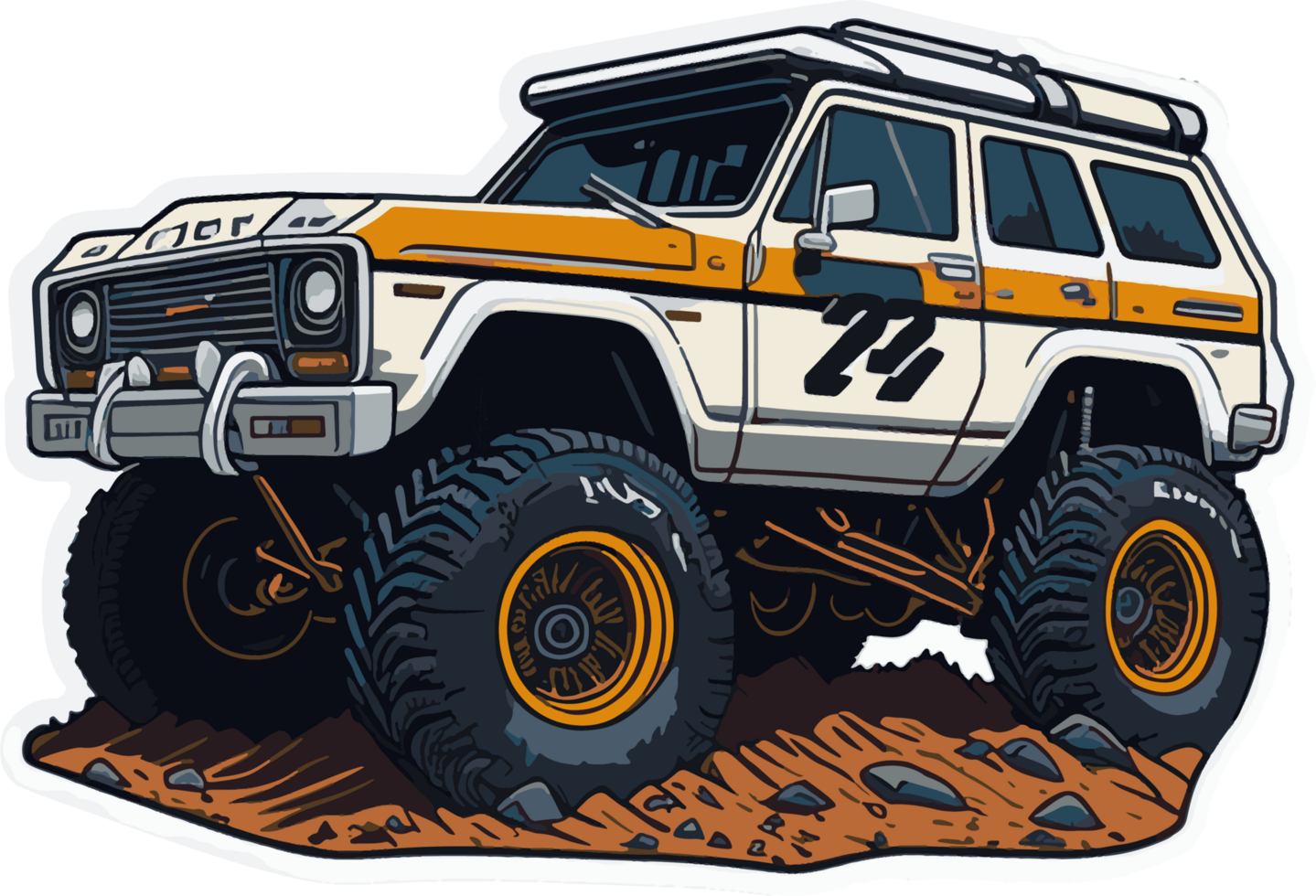 Cartoon Sticker of Off Road Car with png