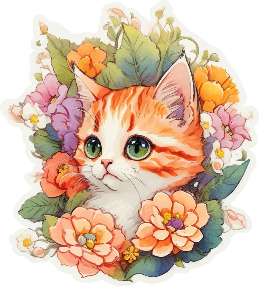 mignonne bébé chat illustration avec ai génératif png