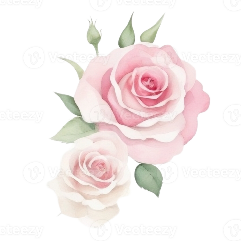 Watercolor bouquet of rose flowers png