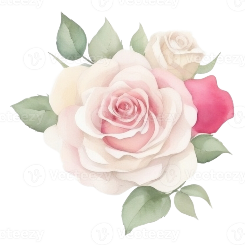 Watercolor bouquet of rose flowers png