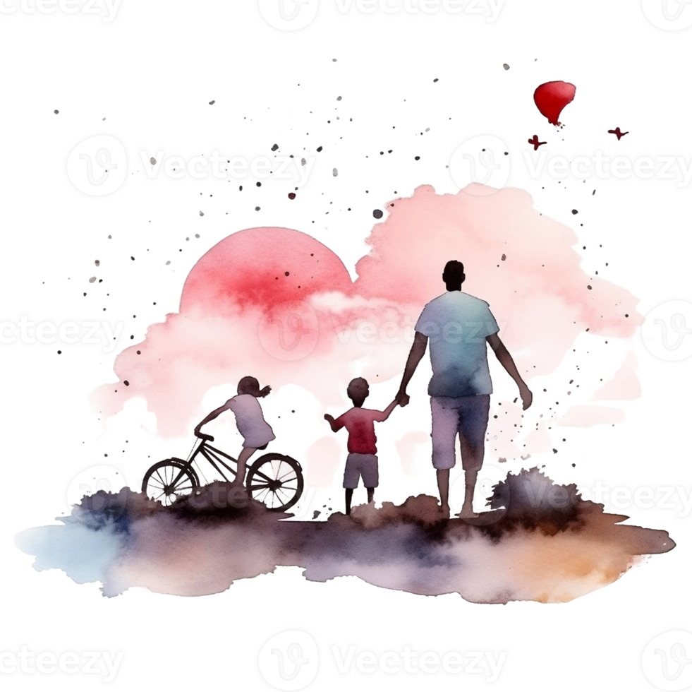 Silhouette of a father and child, Al Generative png