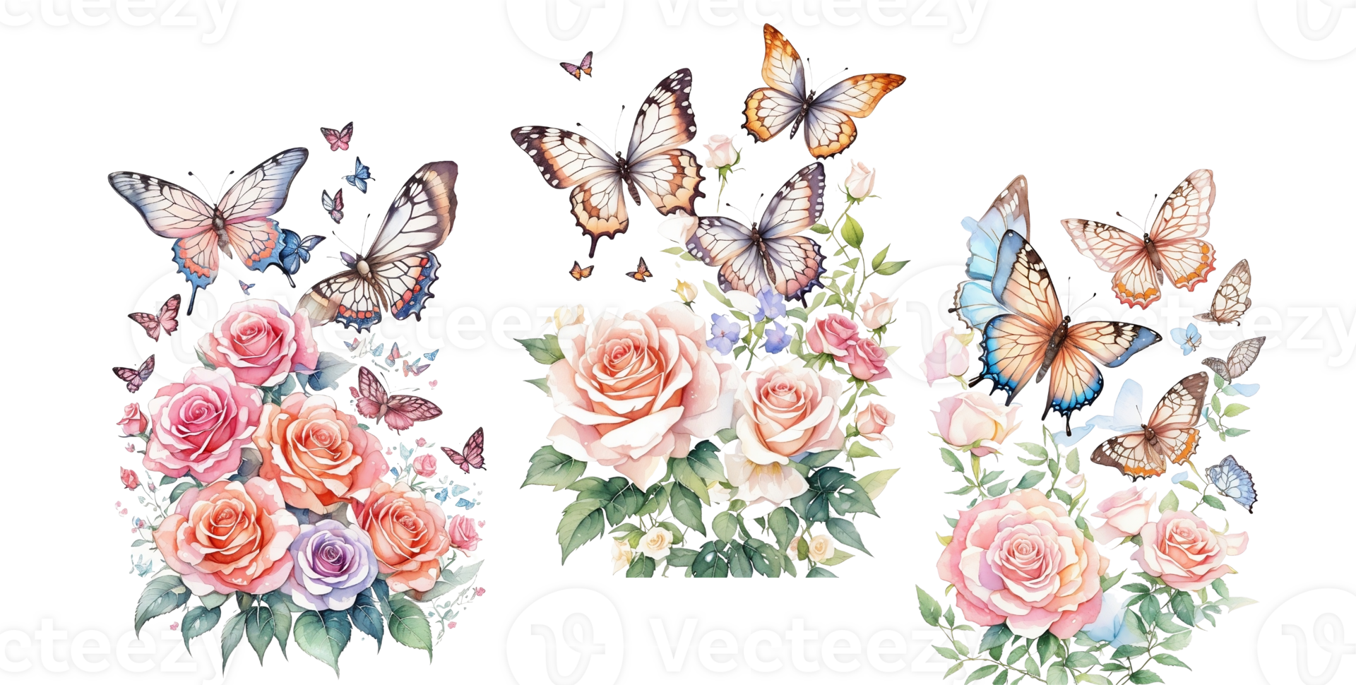 Rose Flower and Butterfly png