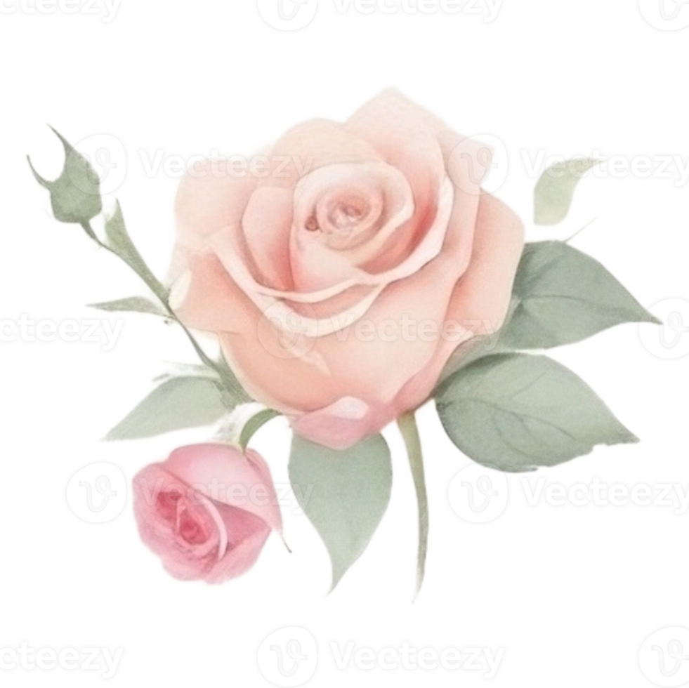 Watercolor bouquet of rose flowers png