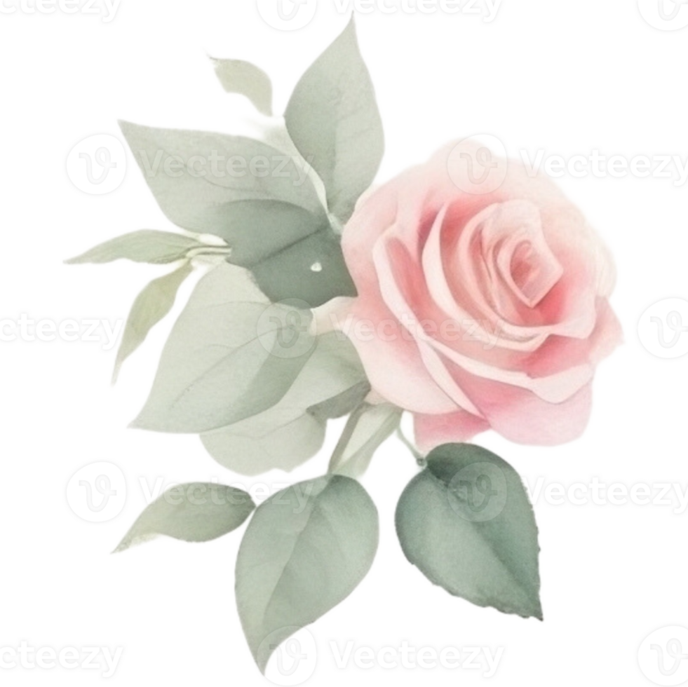 Watercolor bouquet of rose flowers png