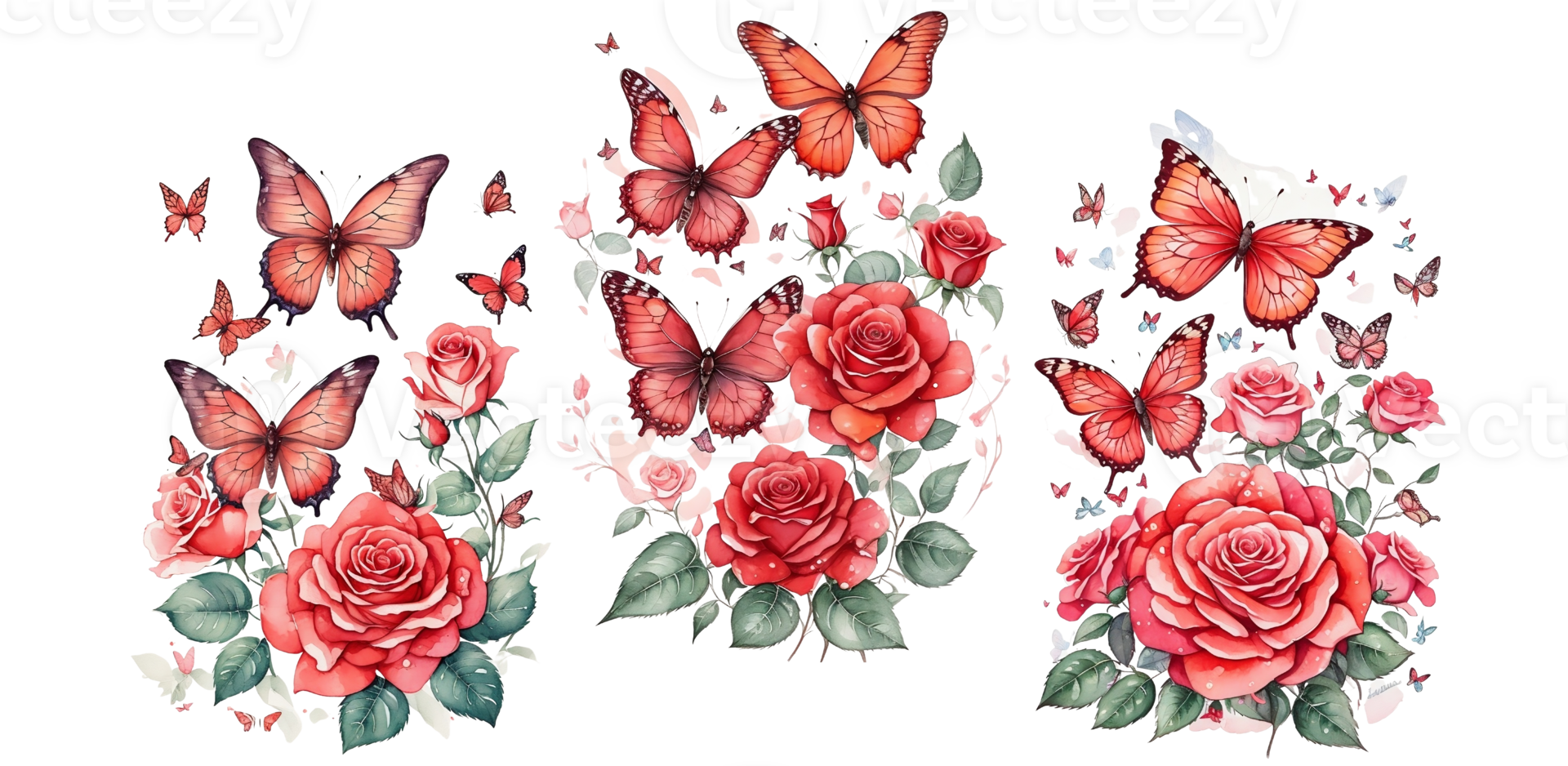 Rose Flower and Butterfly png