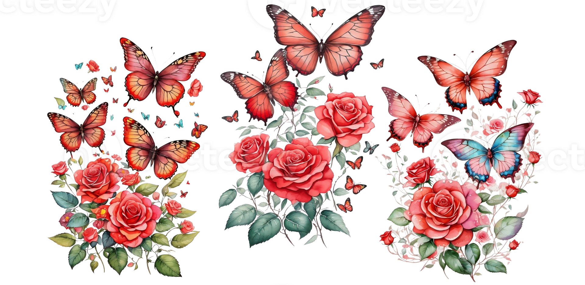 Rose Flower and Butterfly png