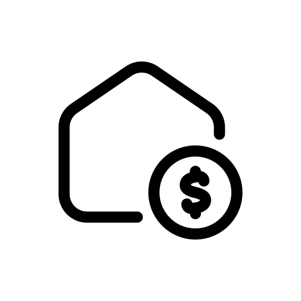 Simple Home icon combined with a dollar coin on it. The icon can be used for websites, print templates, presentation templates, illustrations, etc vector