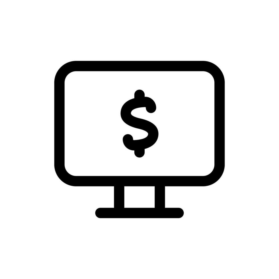 sencillo computadora icono conjunto con dólar moneda en él. el icono lata ser usado para sitios web, impresión plantillas, presentación plantillas, ilustraciones, etc vector