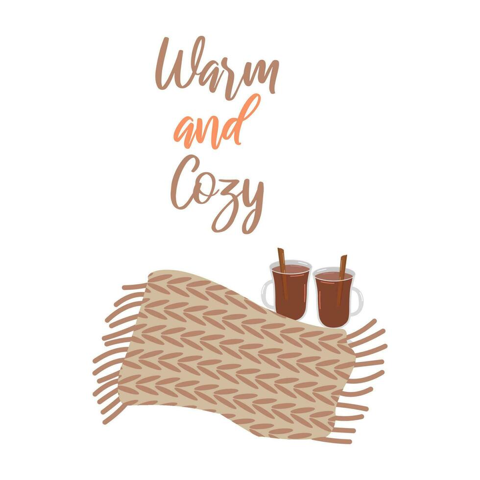 Hand drawn warm cozy blanket. Vector illustration.