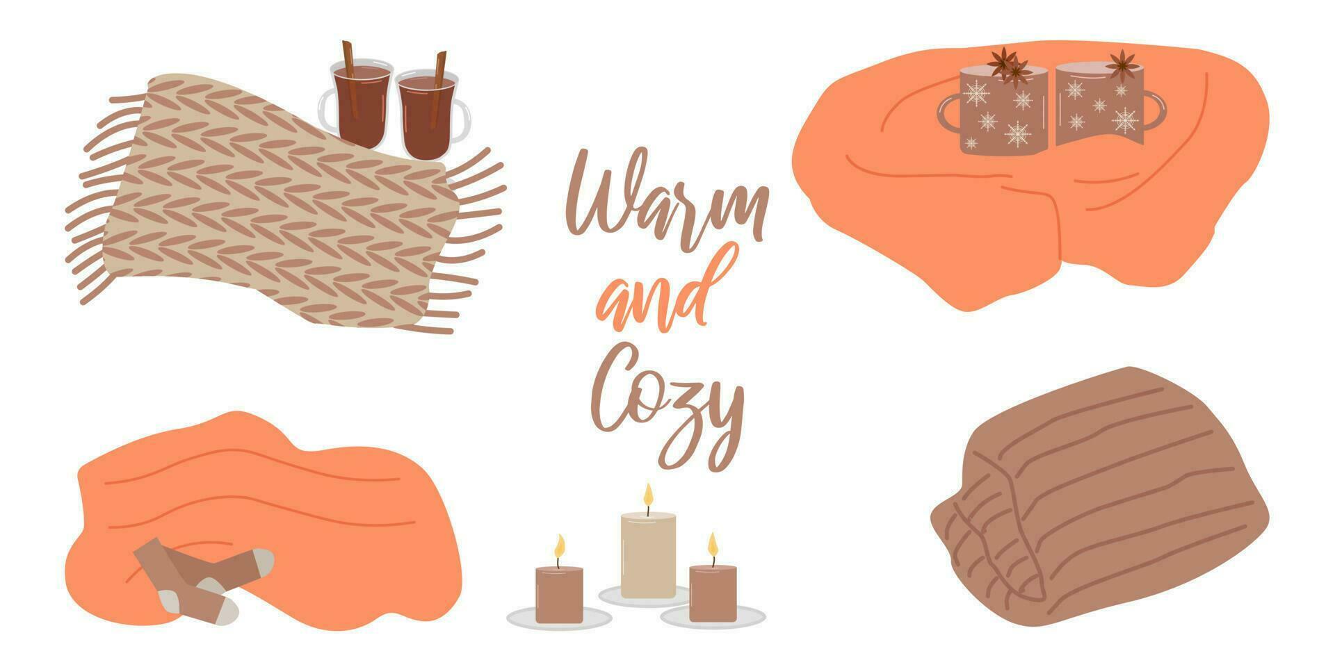 Hand drawn warm cozy blanket. Vector illustration.