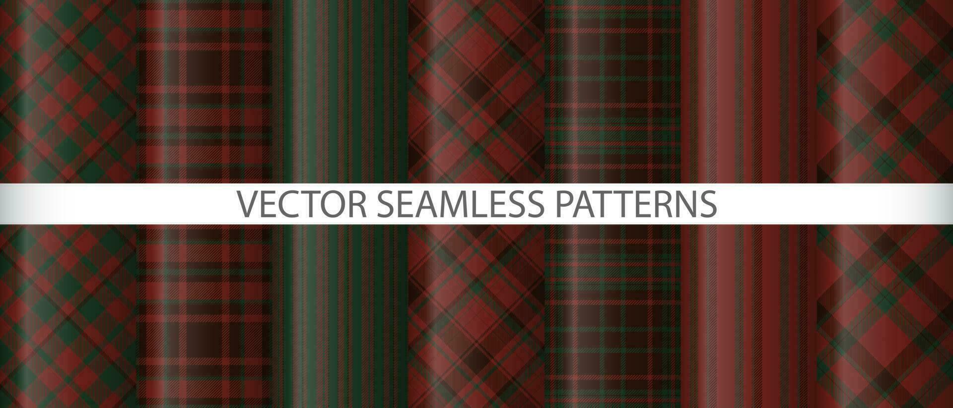 Set tartan check plaid. Seamless background textile. Pattern vector fabric texture.