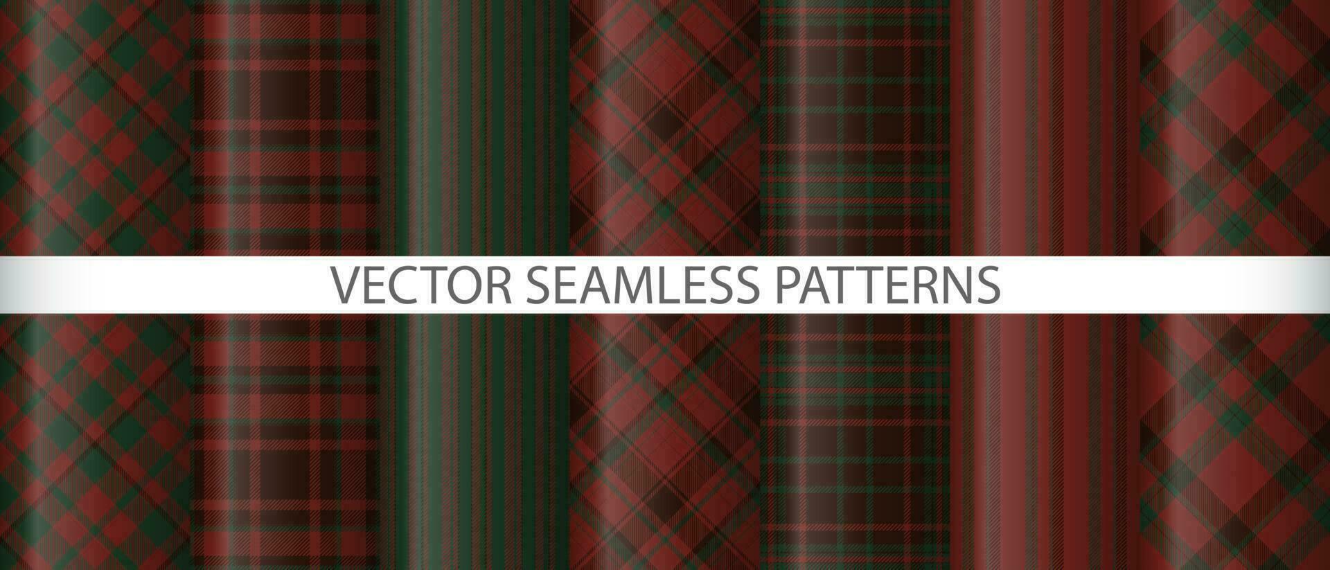 Set tartan check plaid. Seamless background textile. Pattern vector fabric texture.