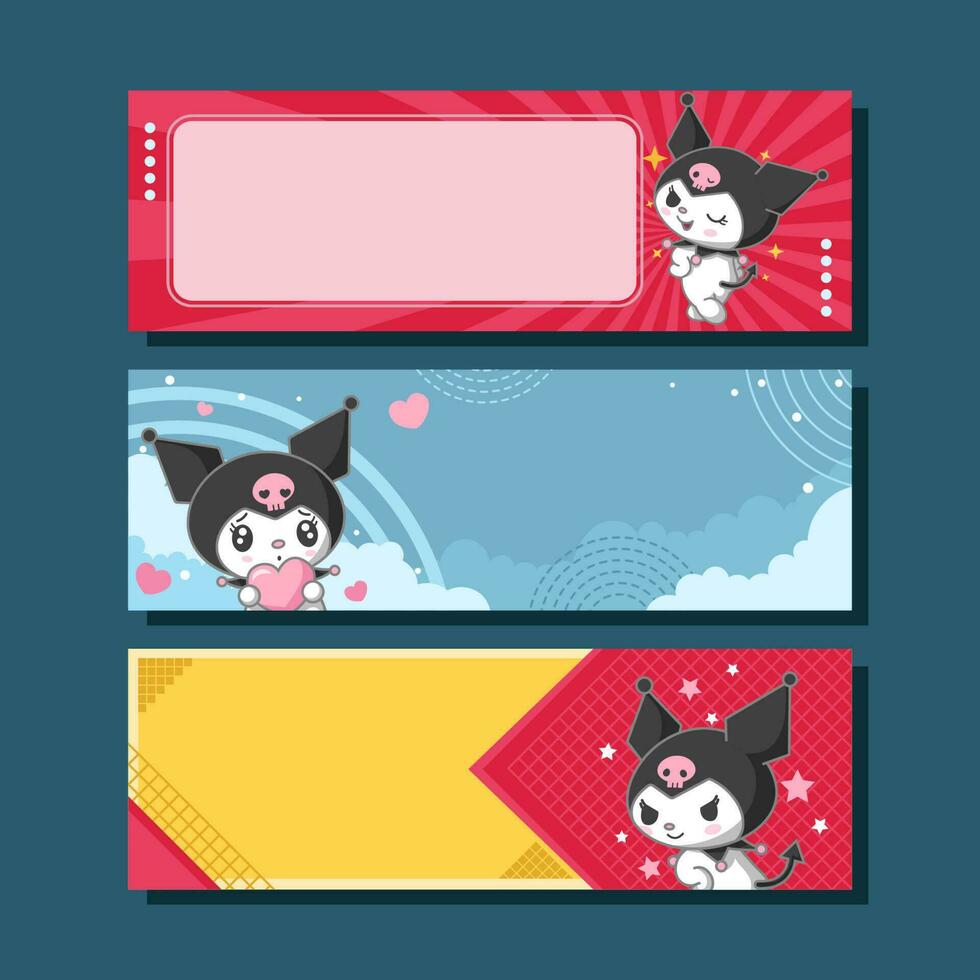 Cute Rabbit in Horizontal Banner Collection vector