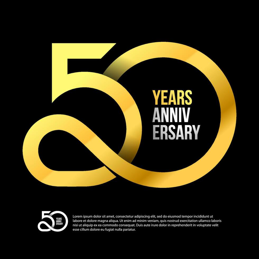 50 Th Anniversary Numbers Modern Gold Concept Logo. 50 Years Logotype. 50 Years Design Template. Vector Illustration