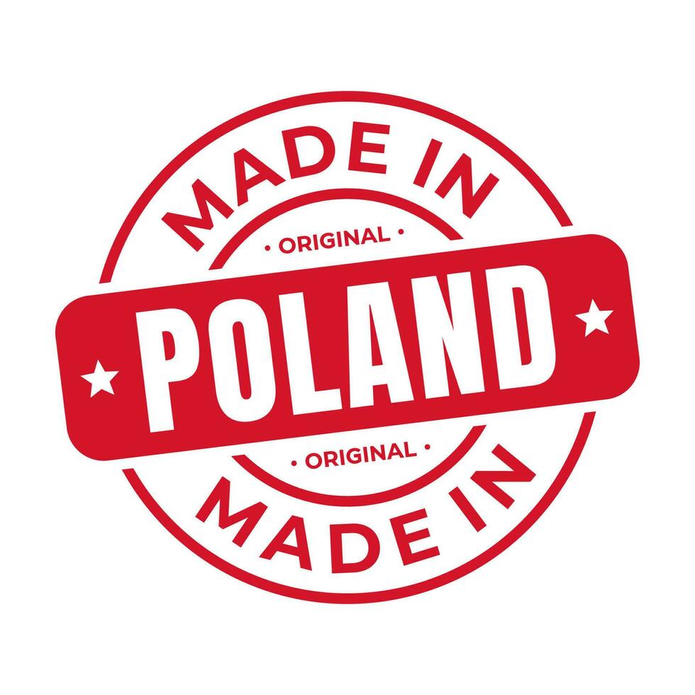 Made In Poland Stamp Logo Icon Symbol Design. Seal National Original Product Badge. Vector Illustration