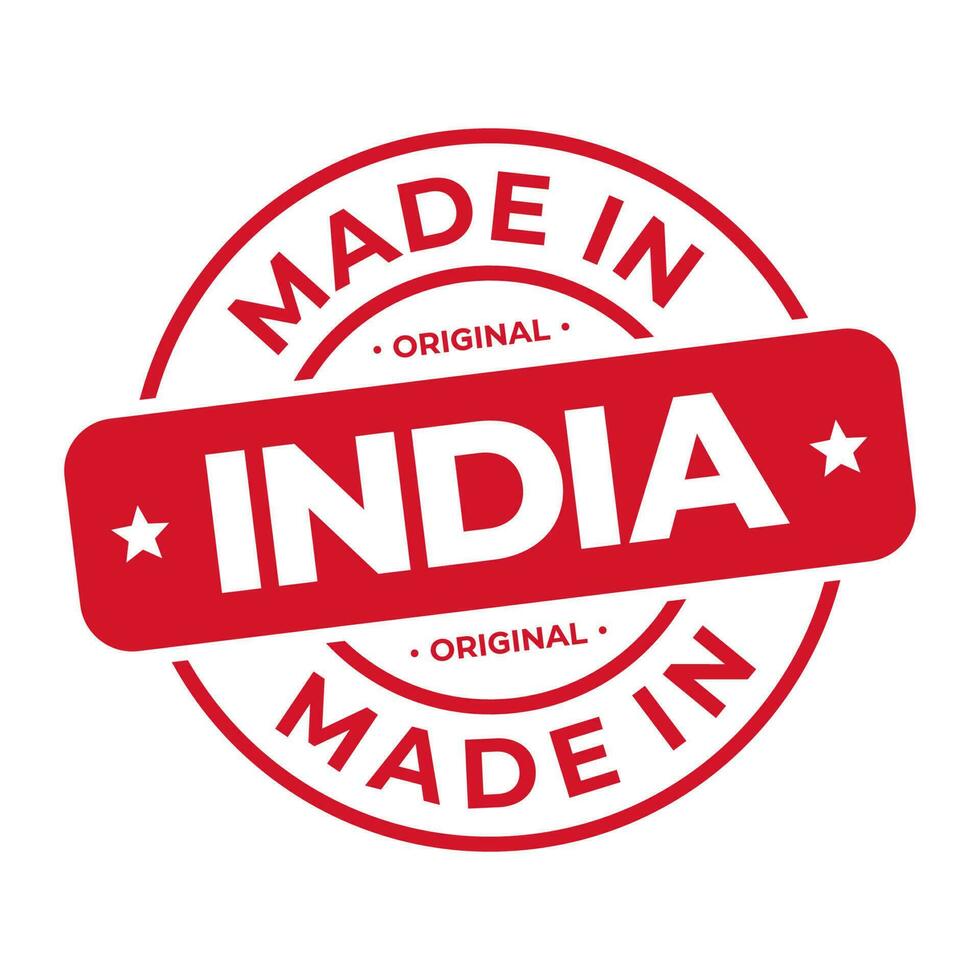 Made In India Stamp Logo Icon Symbol Design. Seal National Original Product Badge. Vector Illustration