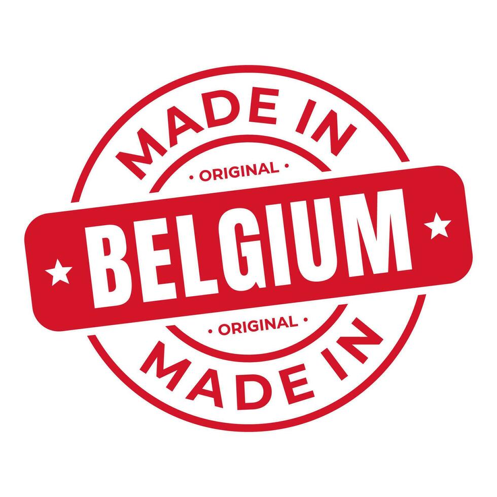 hecho en Bélgica sello logo icono símbolo diseño. sello nacional original producto insignia. vector ilustración