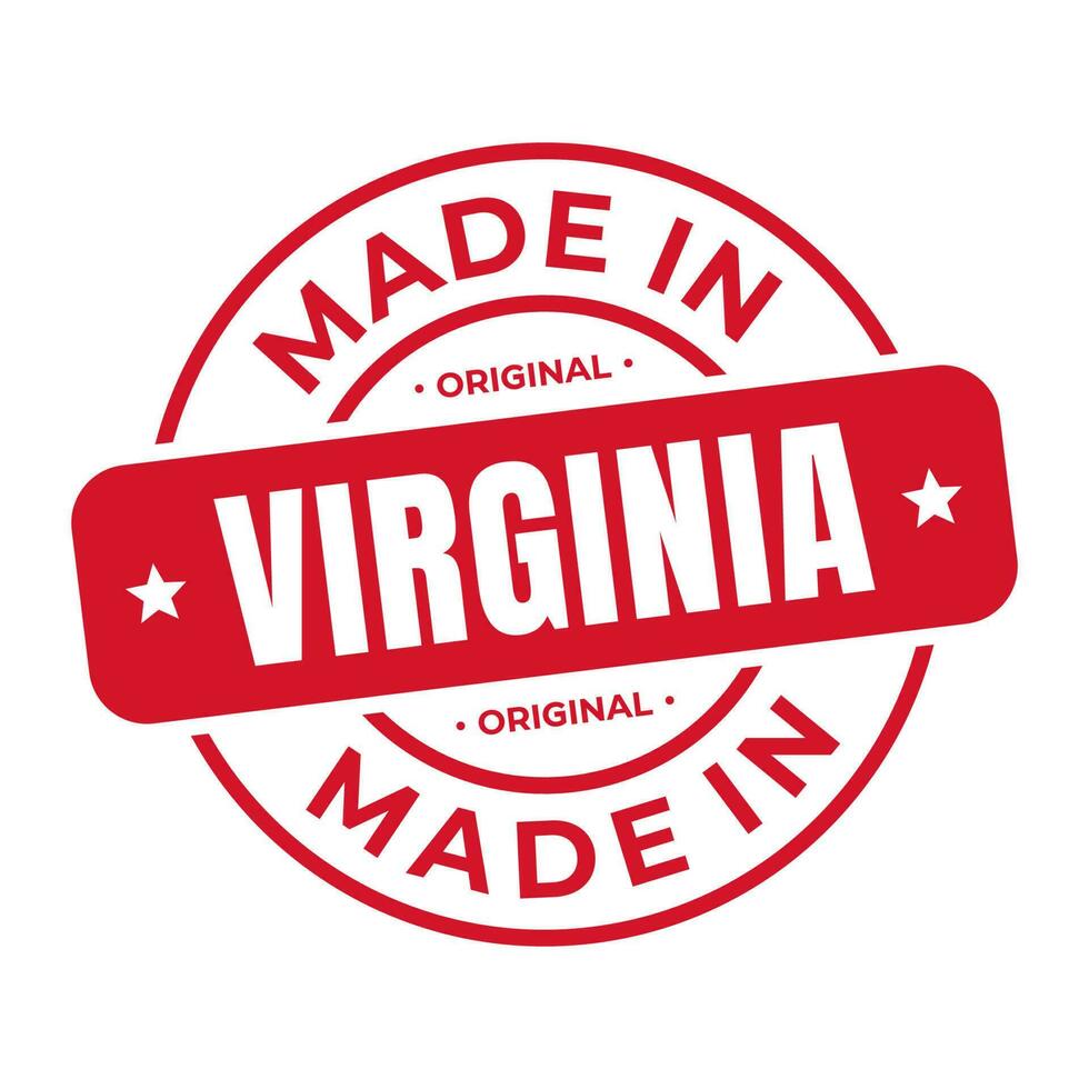 Made In Virginia Stamp Logo Icon Symbol Design. Seal National Original Product Badge. Vector Illustration