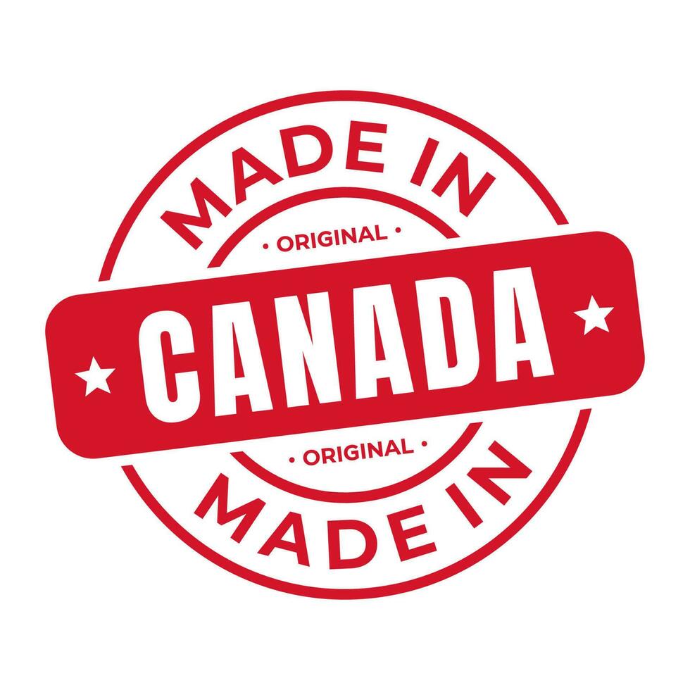 Made In Canada Stamp Logo Icon Symbol Design. Seal National Original Product Badge. Vector Illustration