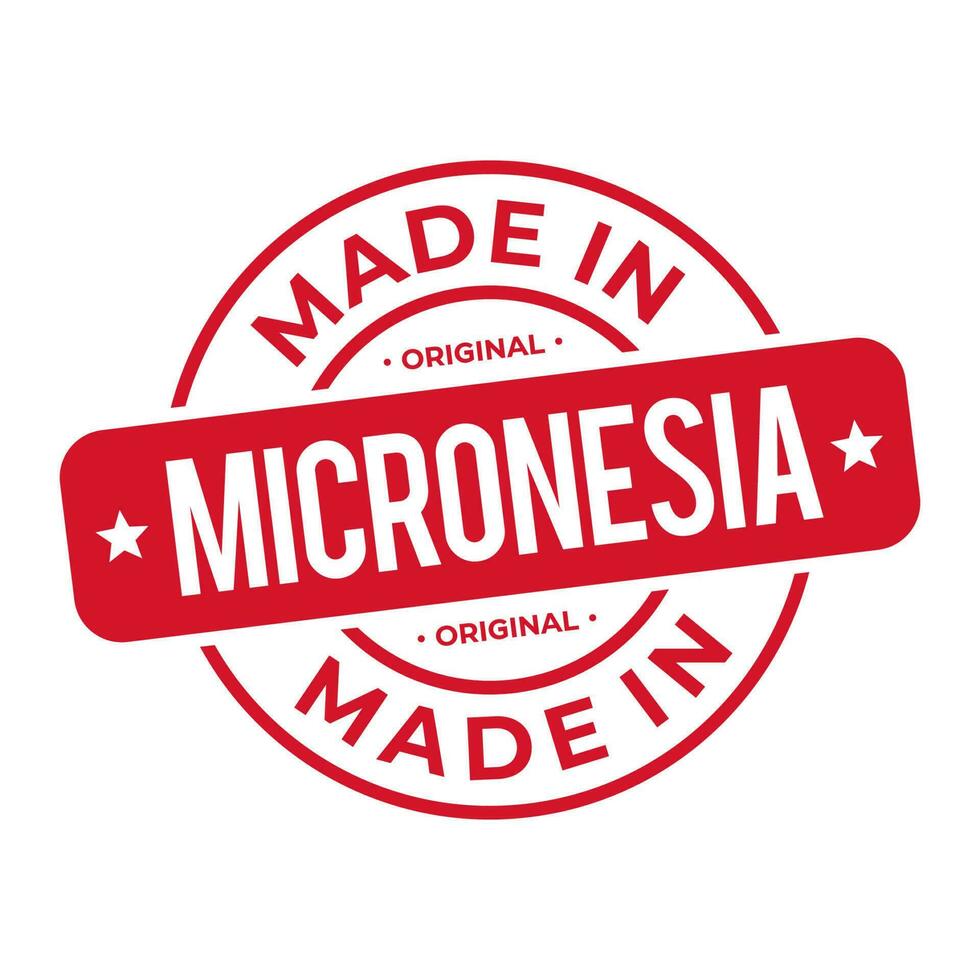 Made In Micronesia Stamp Logo Icon Symbol Design. Seal National Original Product Badge. Vector Illustration