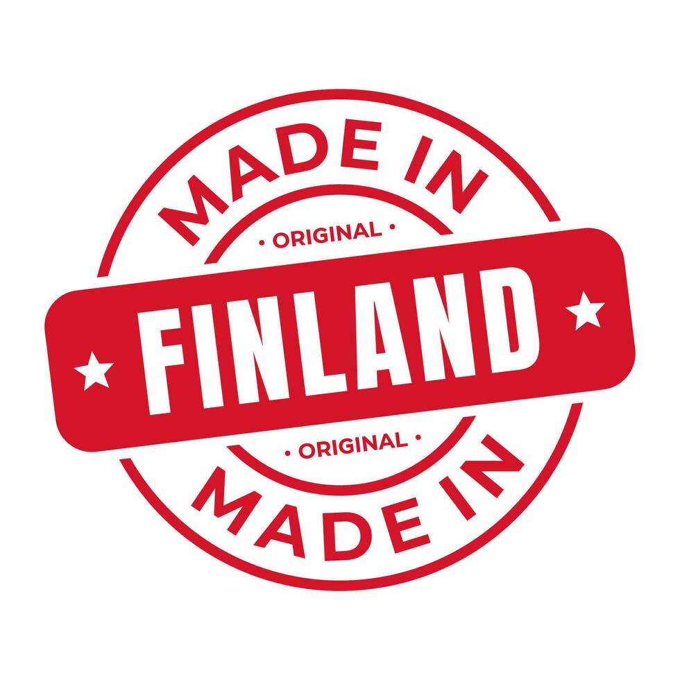 Made In Finland Stamp Logo Icon Symbol Design. Seal National Original Product Badge. Vector Illustration