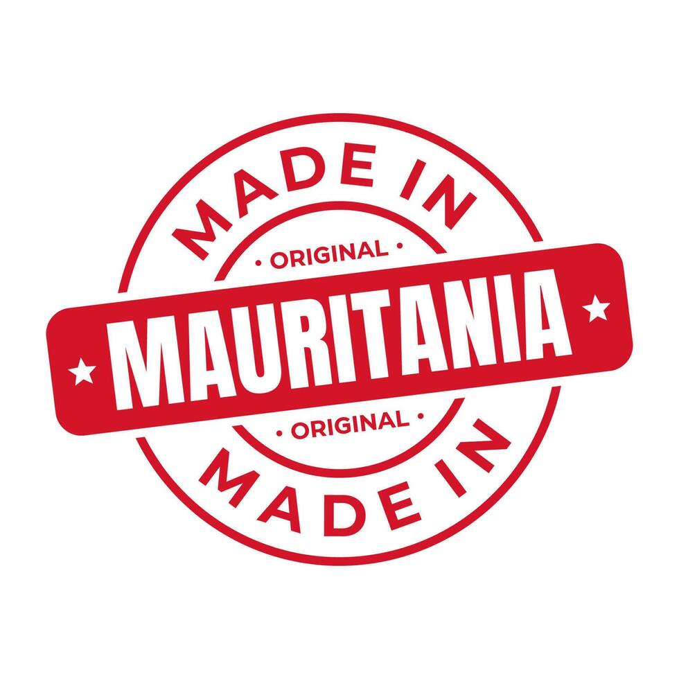 Made In Mauritania Stamp Logo Icon Symbol Design. Seal National Original Product Badge. Vector Illustration