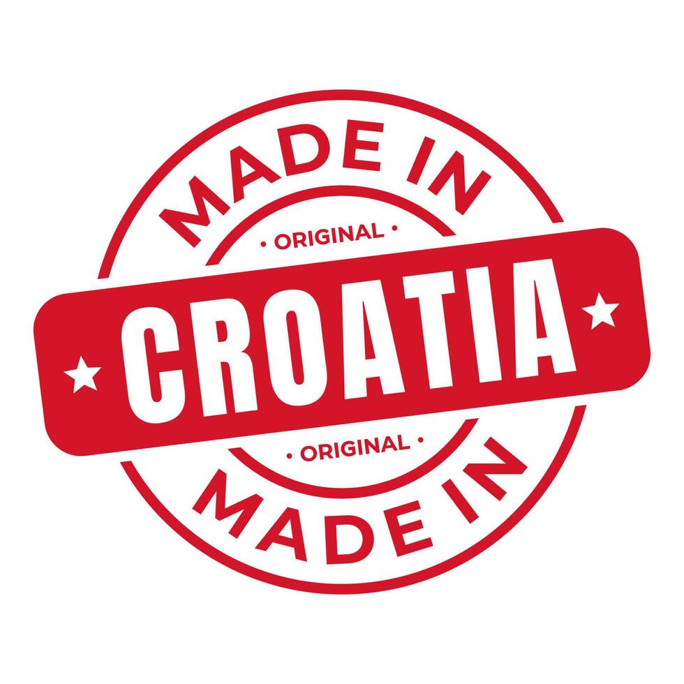 Made In Croatia Stamp Logo Icon Symbol Design. Seal National Original Product Badge. Vector Illustration