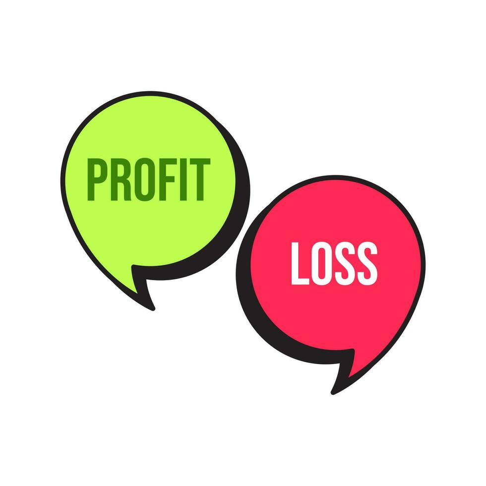 Profit Loss Finance Performance Debt Icon Label Design Vector